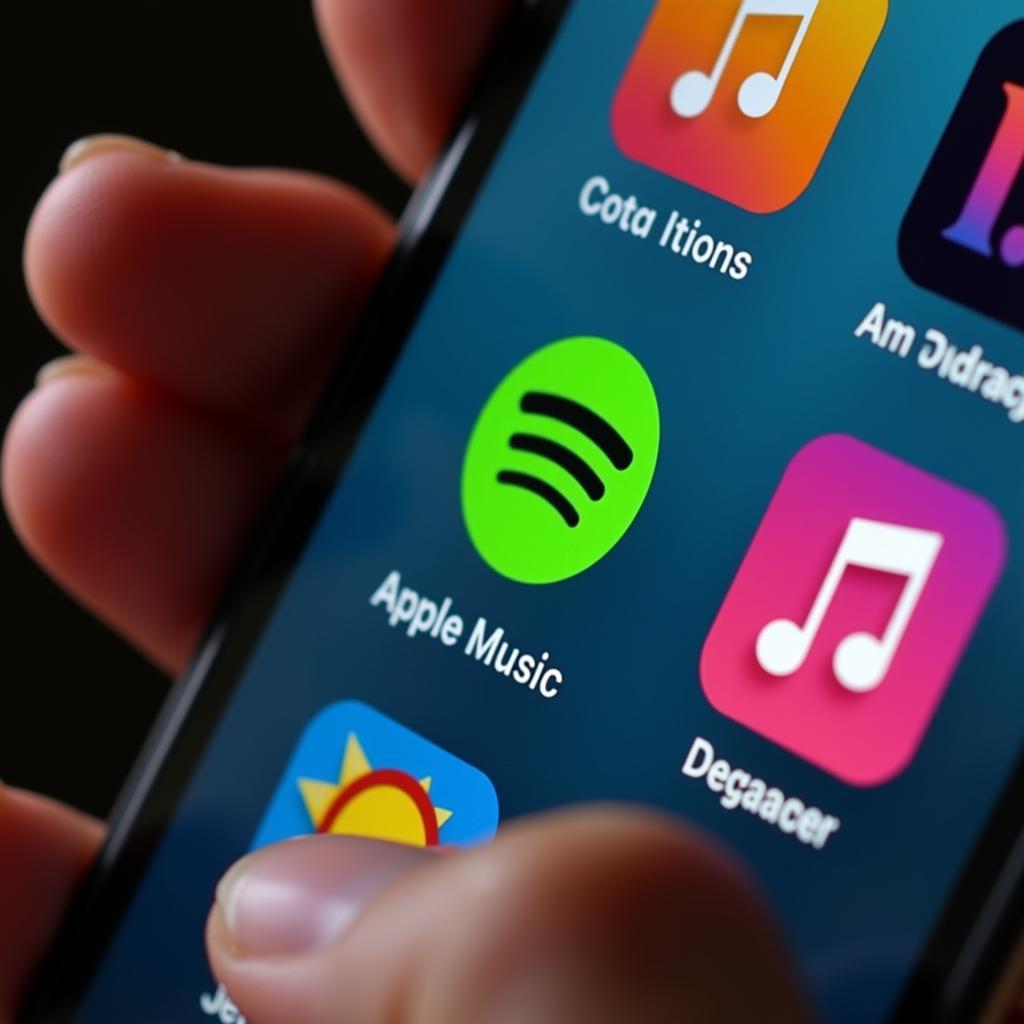 Music streaming platforms on a smartphone