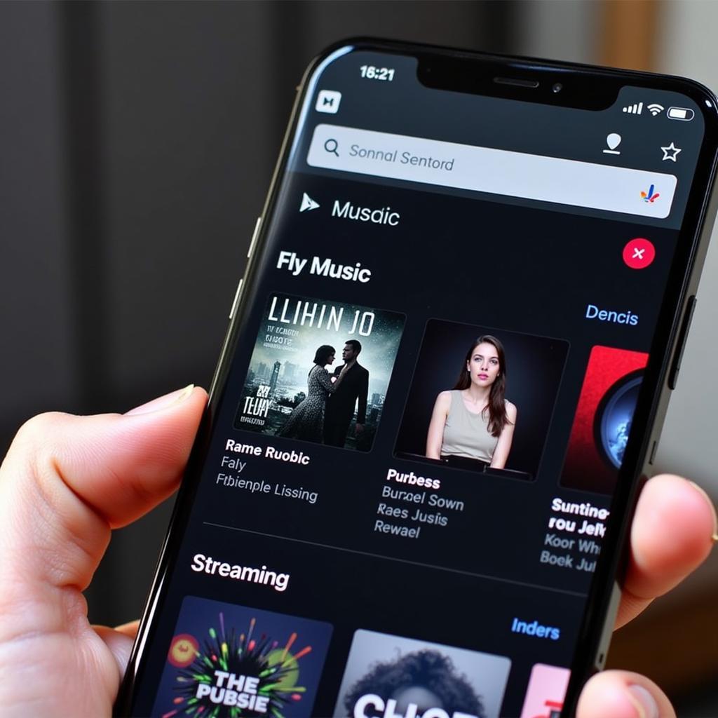 Music streaming platforms displayed on a mobile phone screen showcasing various options for listening to music.