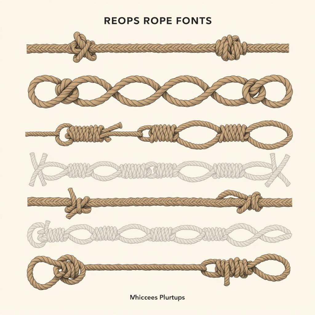 Various styles of nautical rope fonts