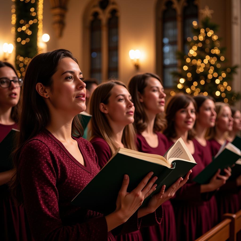 Christmas Choir Singing O Come All Ye Faithful