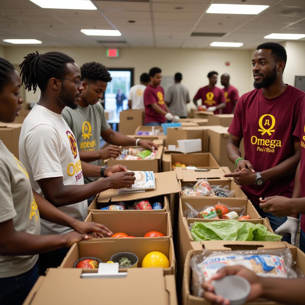 Omega Psi Phi members volunteering in their community