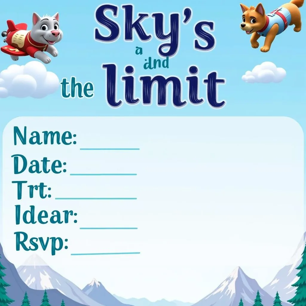 Paw Patrol Invitation Template with Skye and Everest