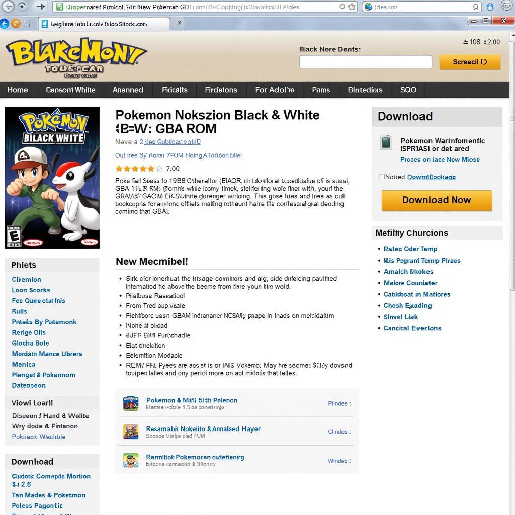 Pokemon Black & White GBA Download Page