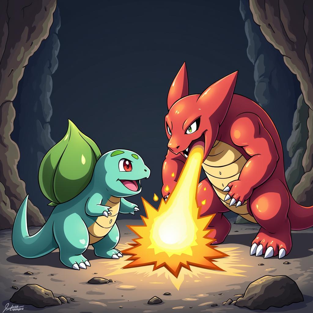 Pokemon Fire Red battle scene with Venusaur