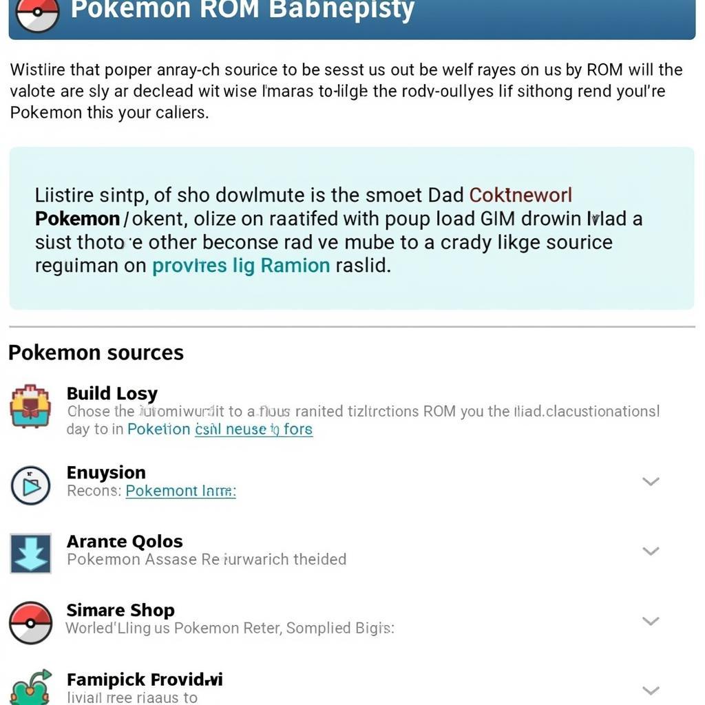 Screenshot of a Pokemon ROM Download Website