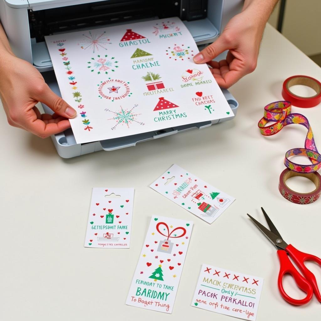 Preparing Christmas Gift Tags