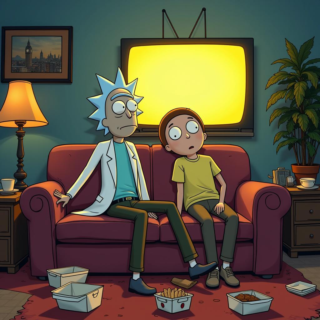 Rick and Morty Relaxing on the Couch