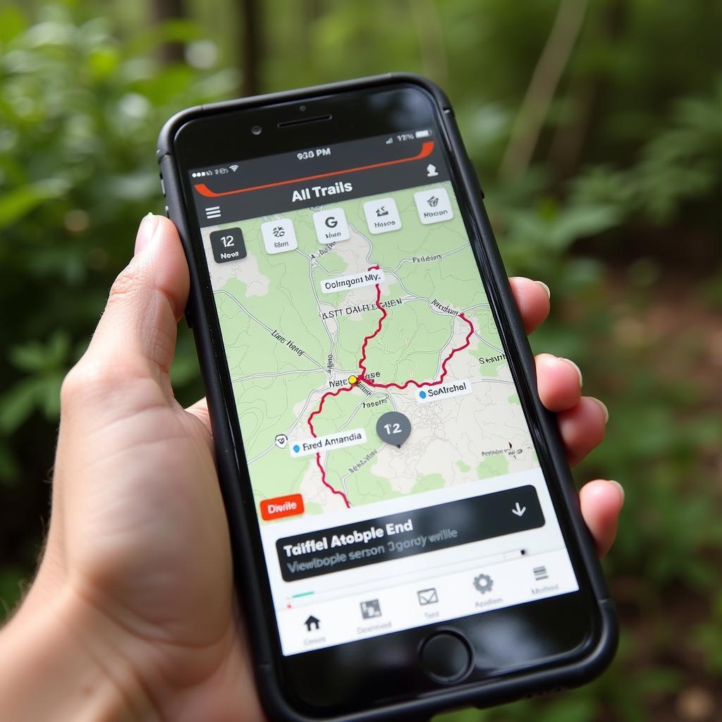 Screenshot of an off-roading app displaying a trail map