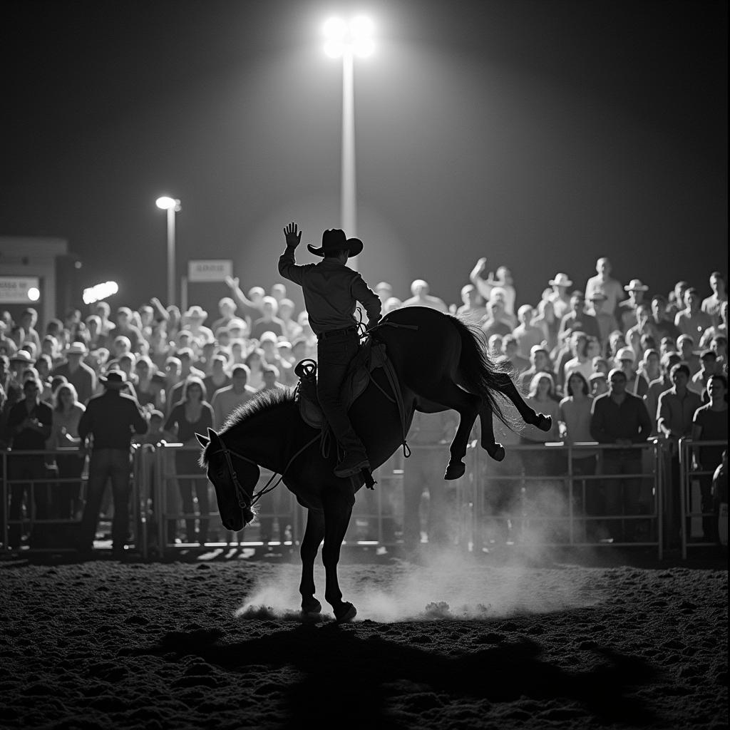 Excited rodeo crowd