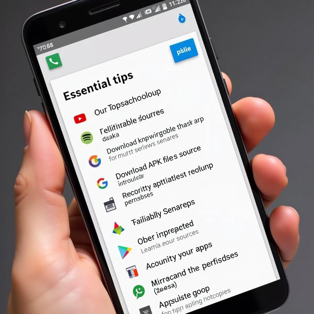 Checklist on a phone screen for safe APK downloads