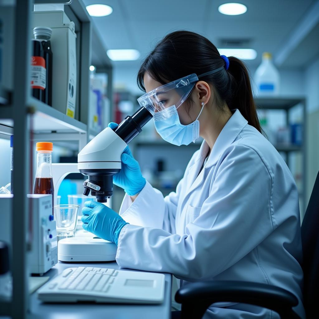 Scientist Conducting Microbiology Research in a Lab