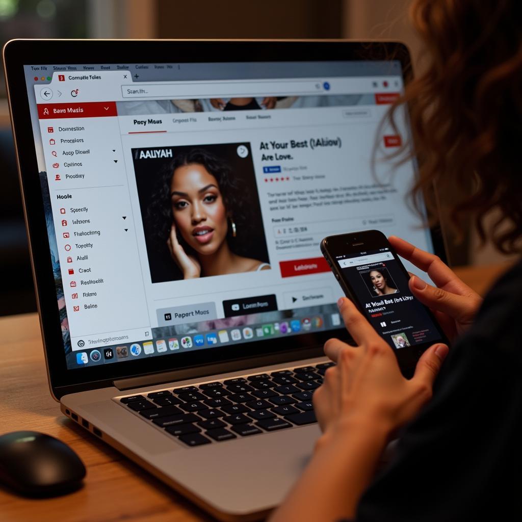 A person browsing an online music store for Aaliyah's music. 