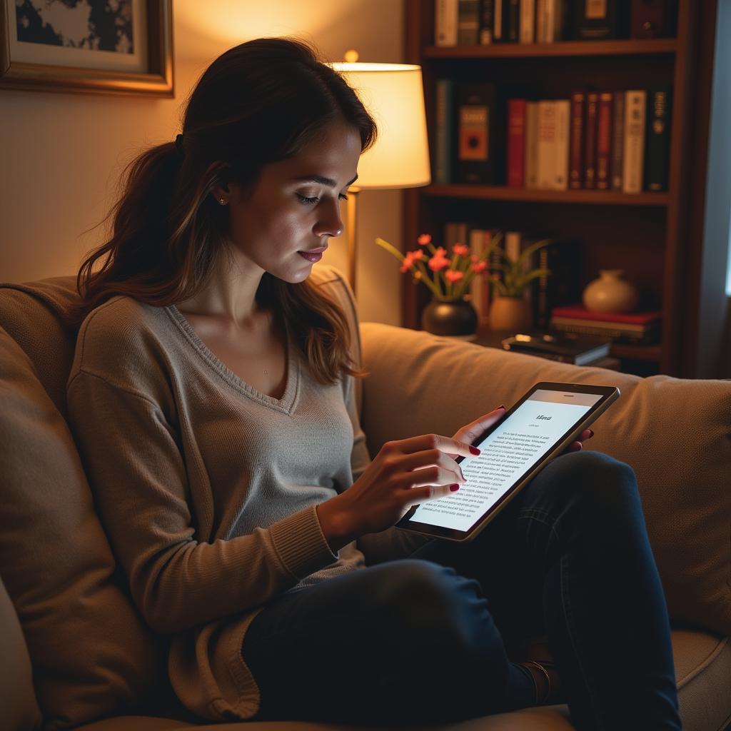 Woman Searching for Ebooks Online