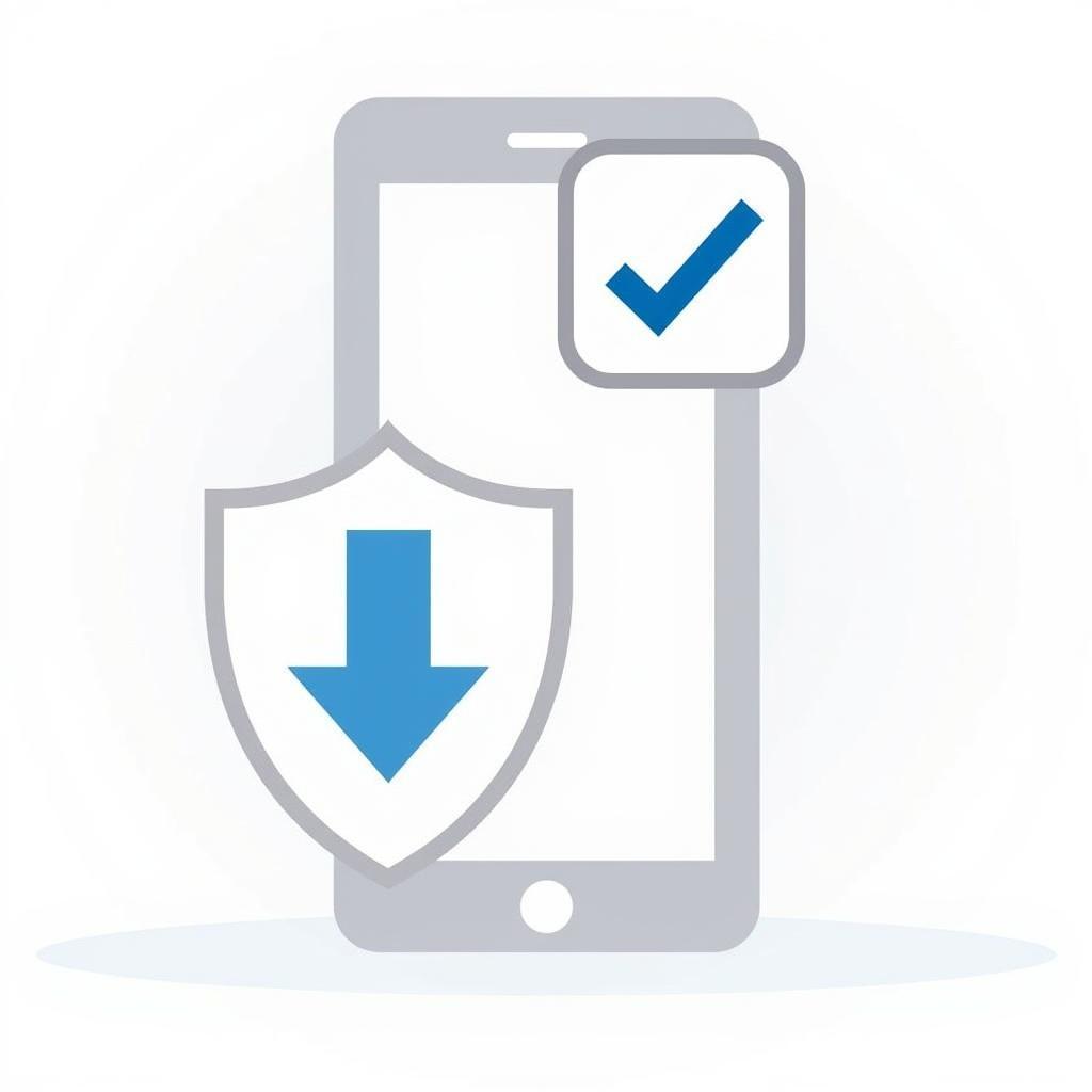 Mobile app download with shield icon