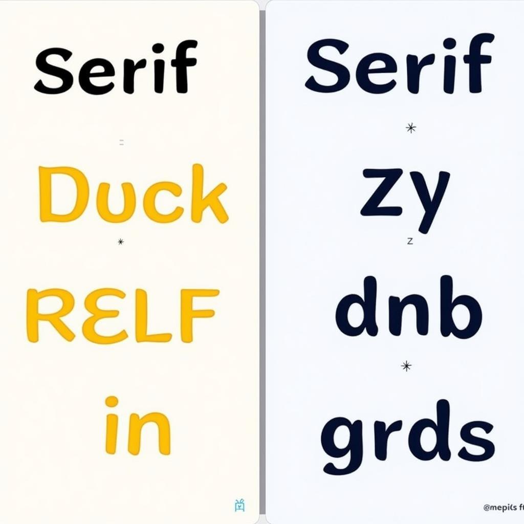 Comparison of serif and sans-serif fonts, highlighting their distinct characteristics.