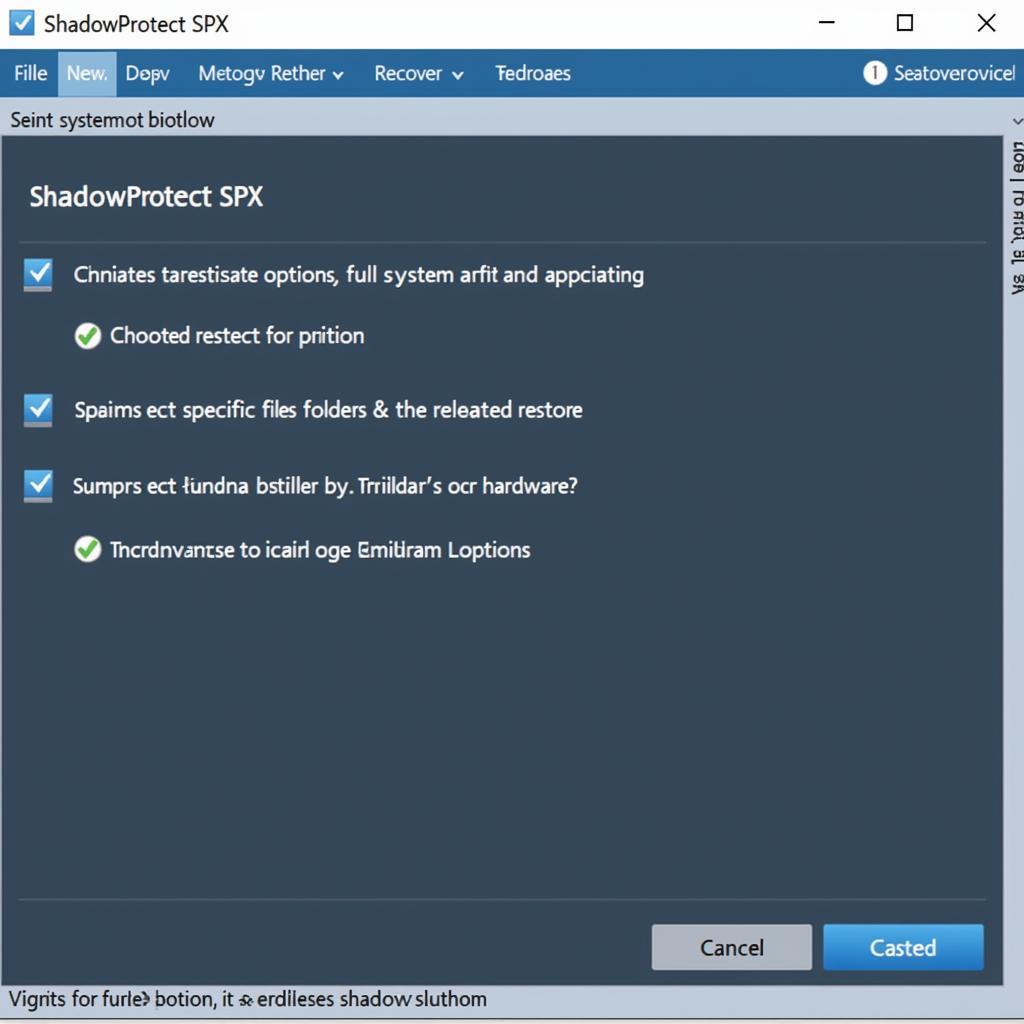 ShadowProtect SPX Restore Options