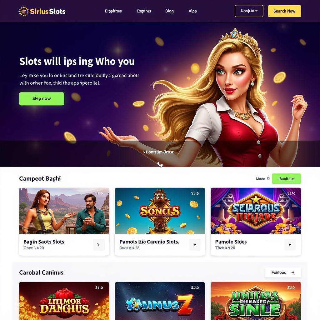 Sirius Slots APK Homepage