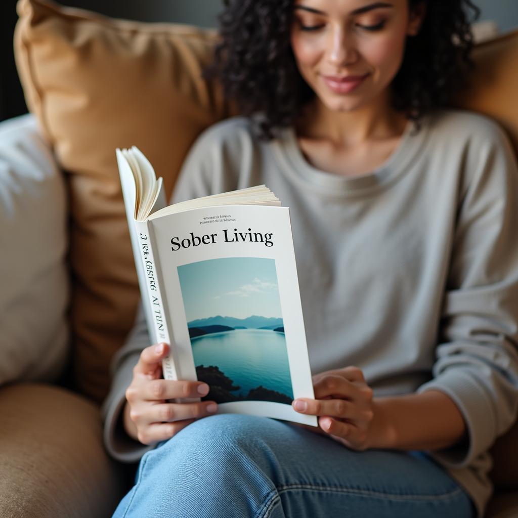 A person reading a book about sober living