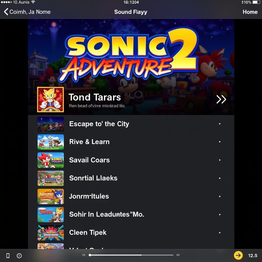 Sonic Adventure 2 Music Player Mockup