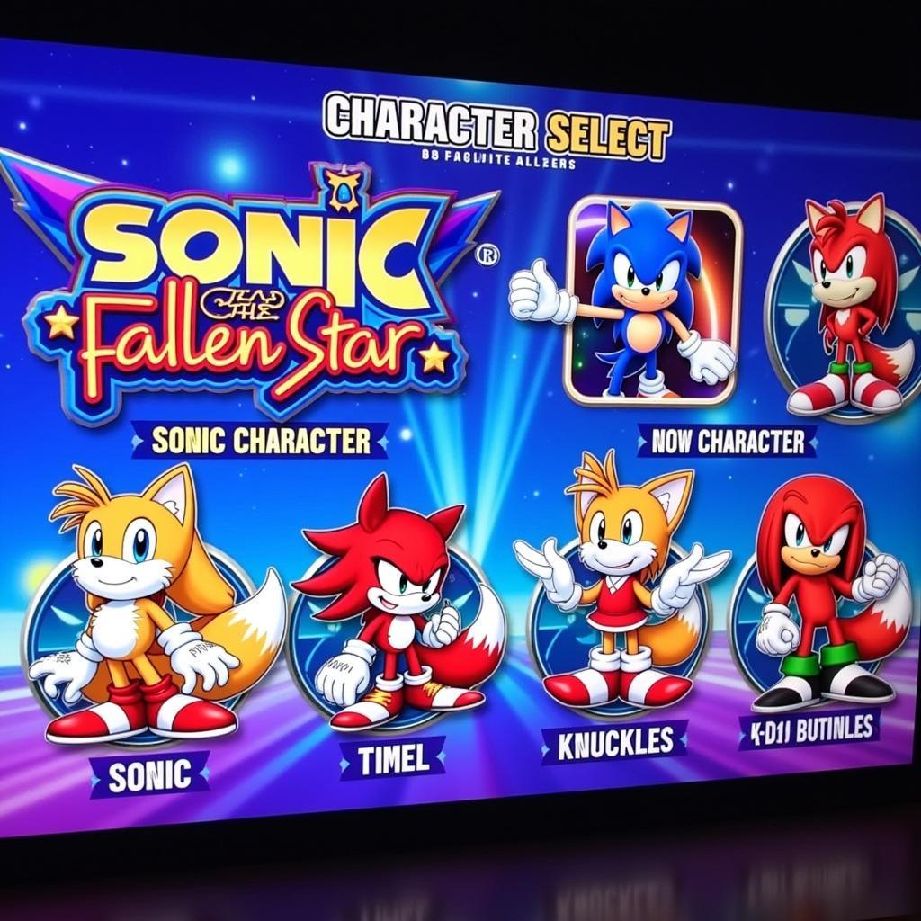 Character select screen in Sonic and the Fallen Star