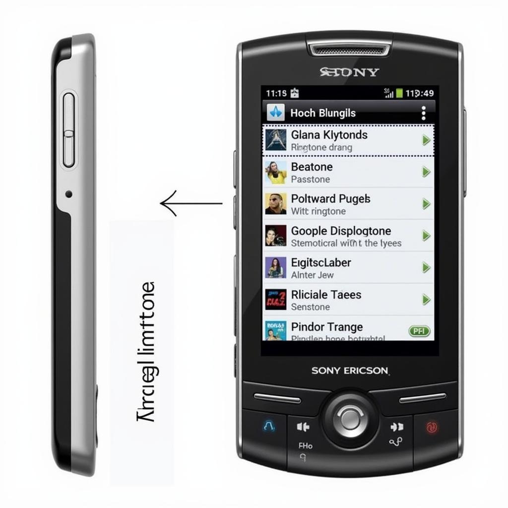 Sony Ericsson Phone Displaying Ringtone Selection