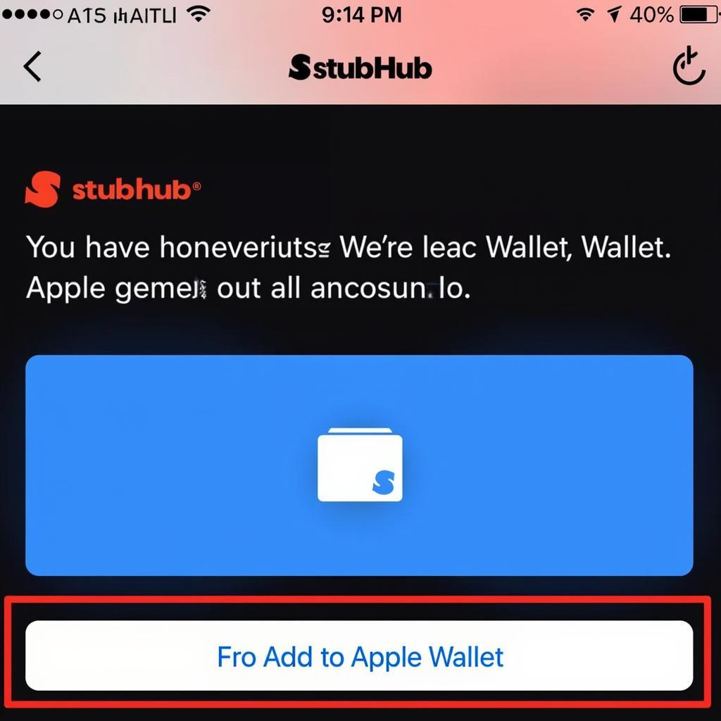 StubHub Apple Wallet Integration