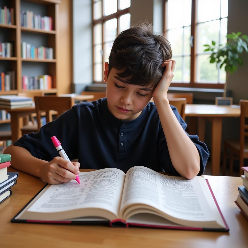 Student in Library