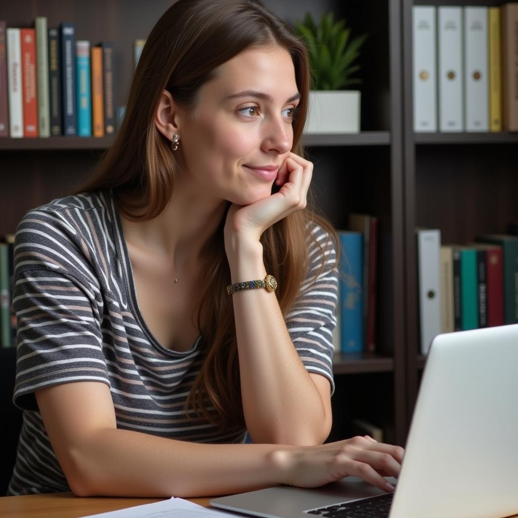 Student Using Laptop for Research