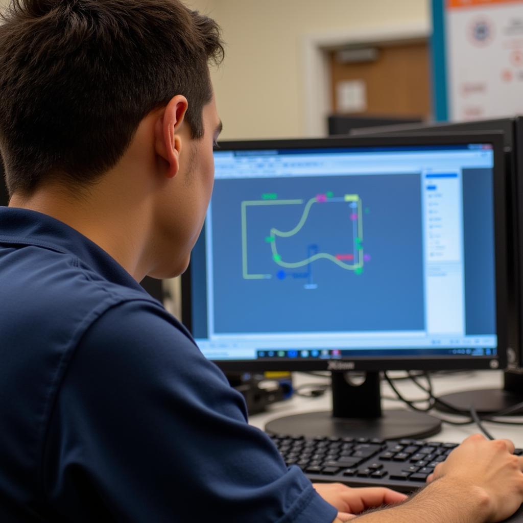 Student Using Multisim for Circuit Design