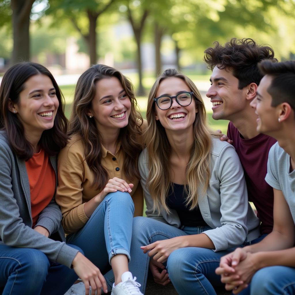 Group of Teenagers Engaged in Conversation