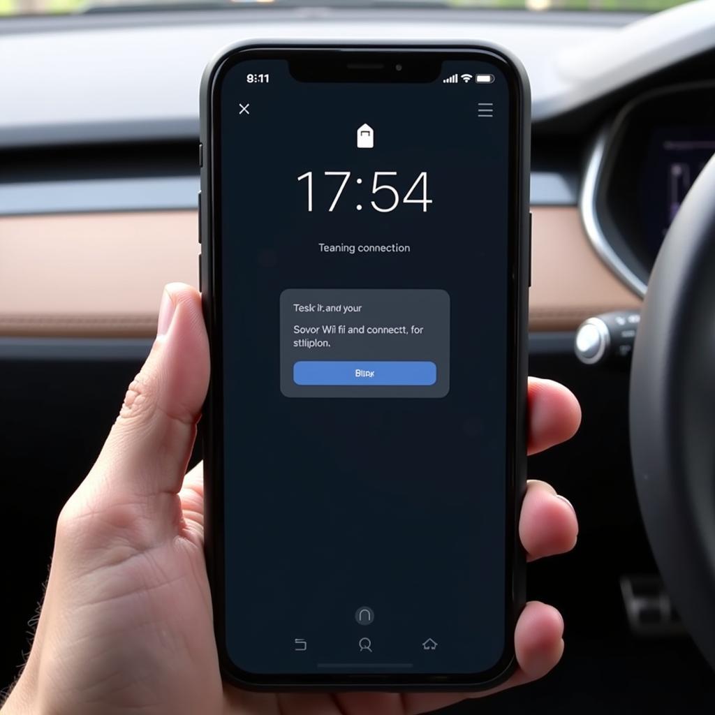 Tesla app connected to Wi-Fi