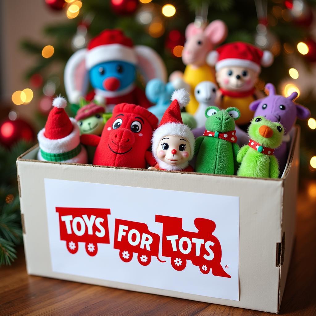 Toys for Tots Donation Box Overflowing