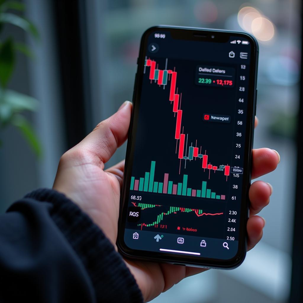 Trader Analyzing Charts on a Mobile Charting App