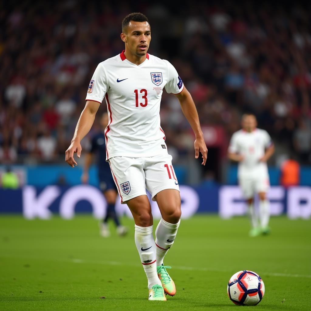 Trent Alexander-Arnold lines up a free kick for England