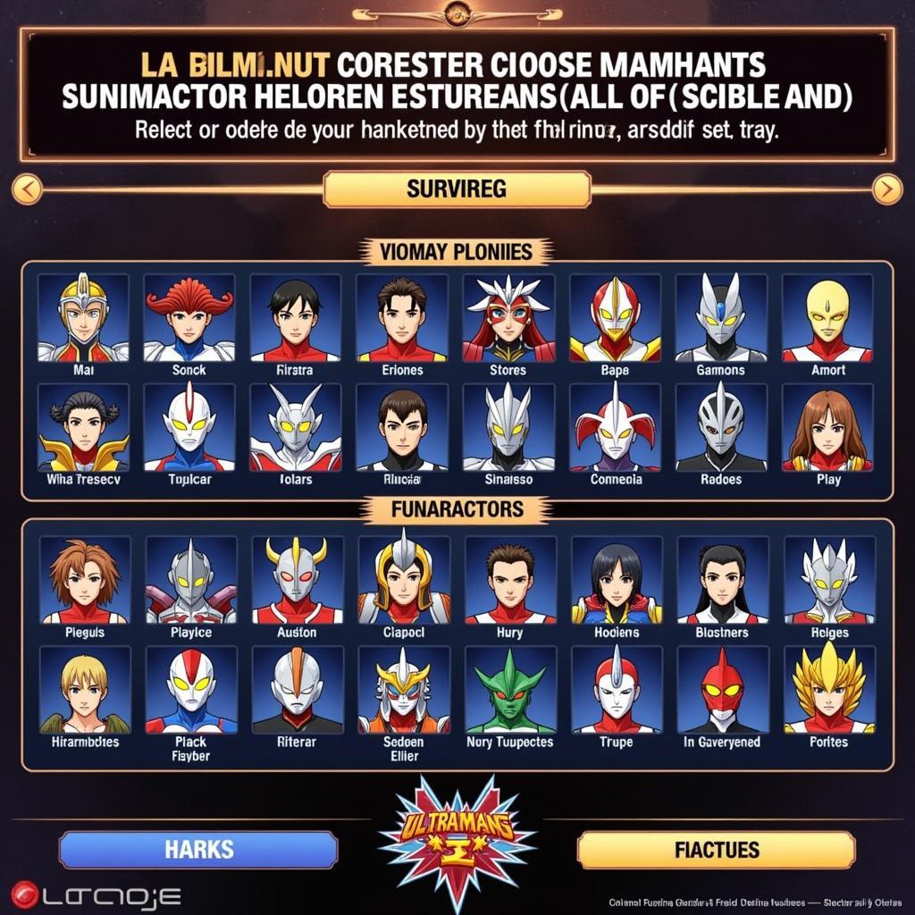 Ultraman Fighting Evolution 3 Character Selection Screen