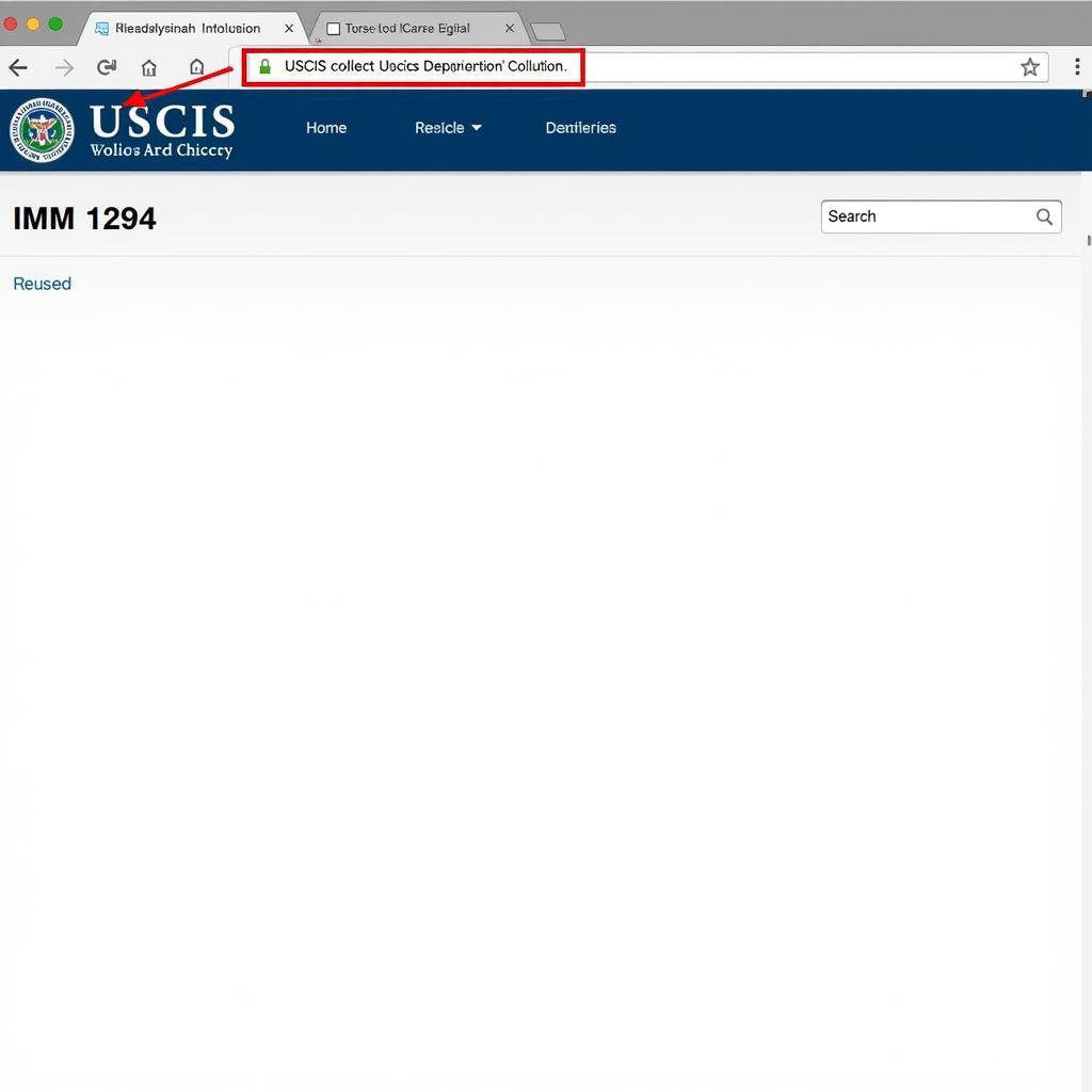 USCIS website screenshot showing IMM 1294 form