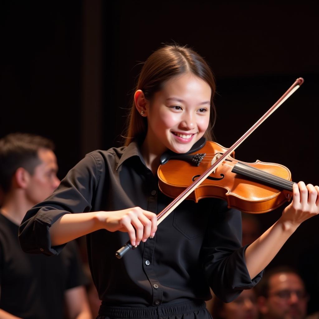 Violinist Performing on Stage