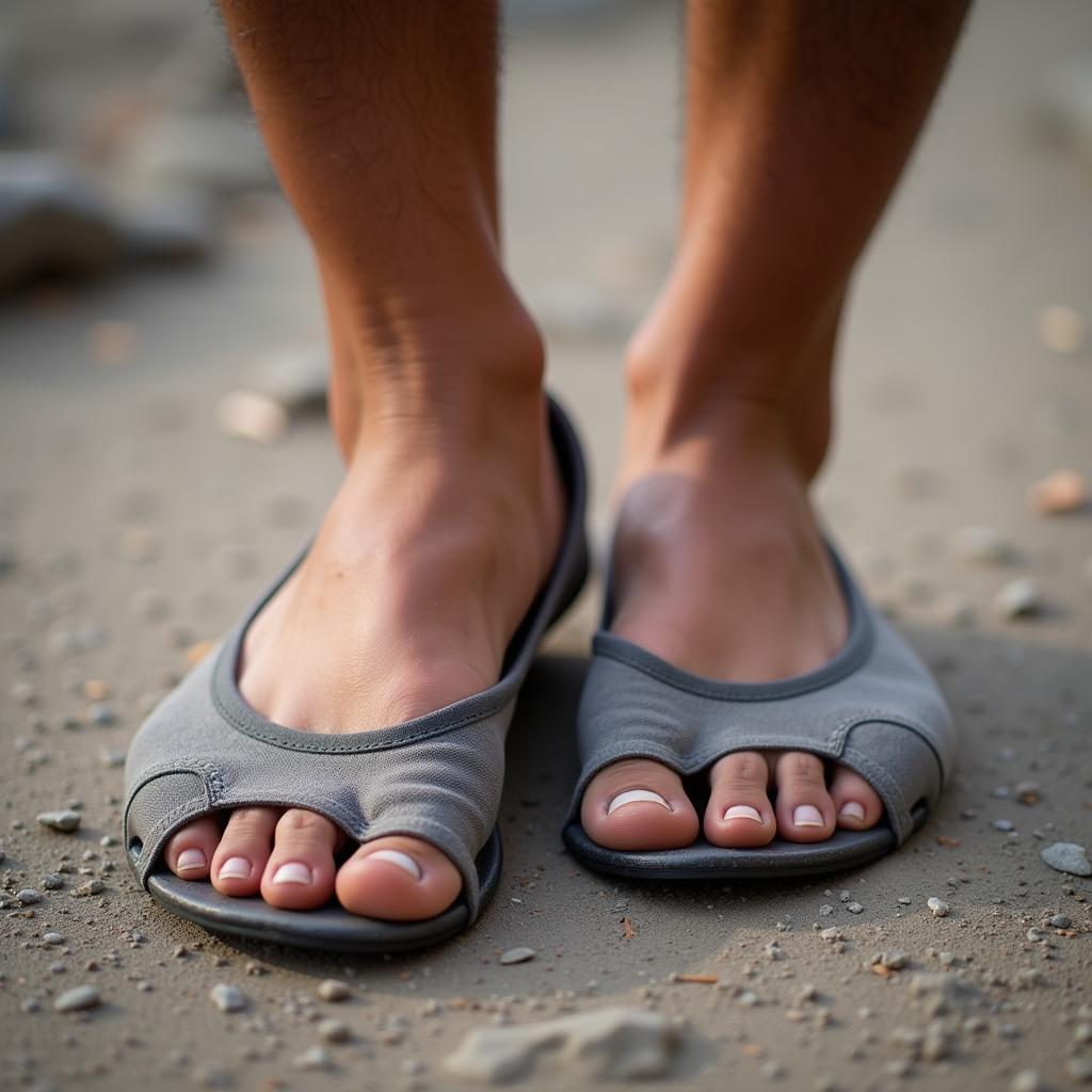 Close-up of feet in Vivobarefoot shoes