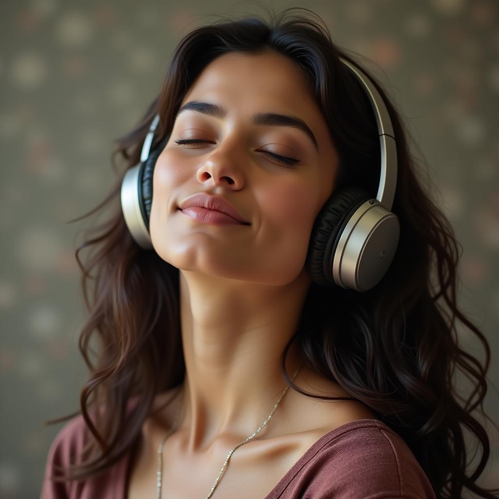 Woman Enjoying Music With Headphones