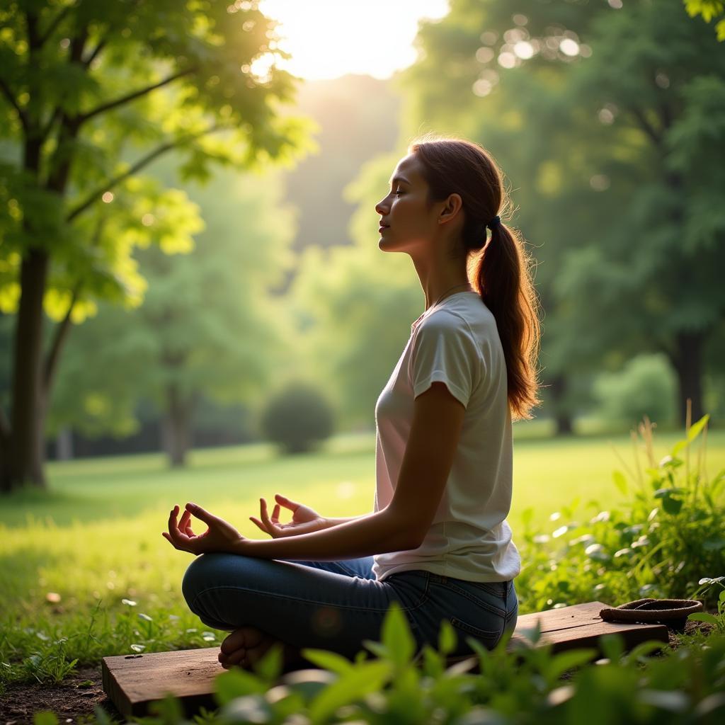 Woman Meditating Outdoors