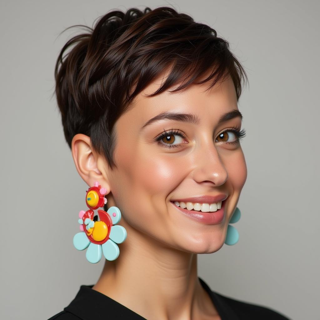 Woman Wearing 3D Printed Earrings