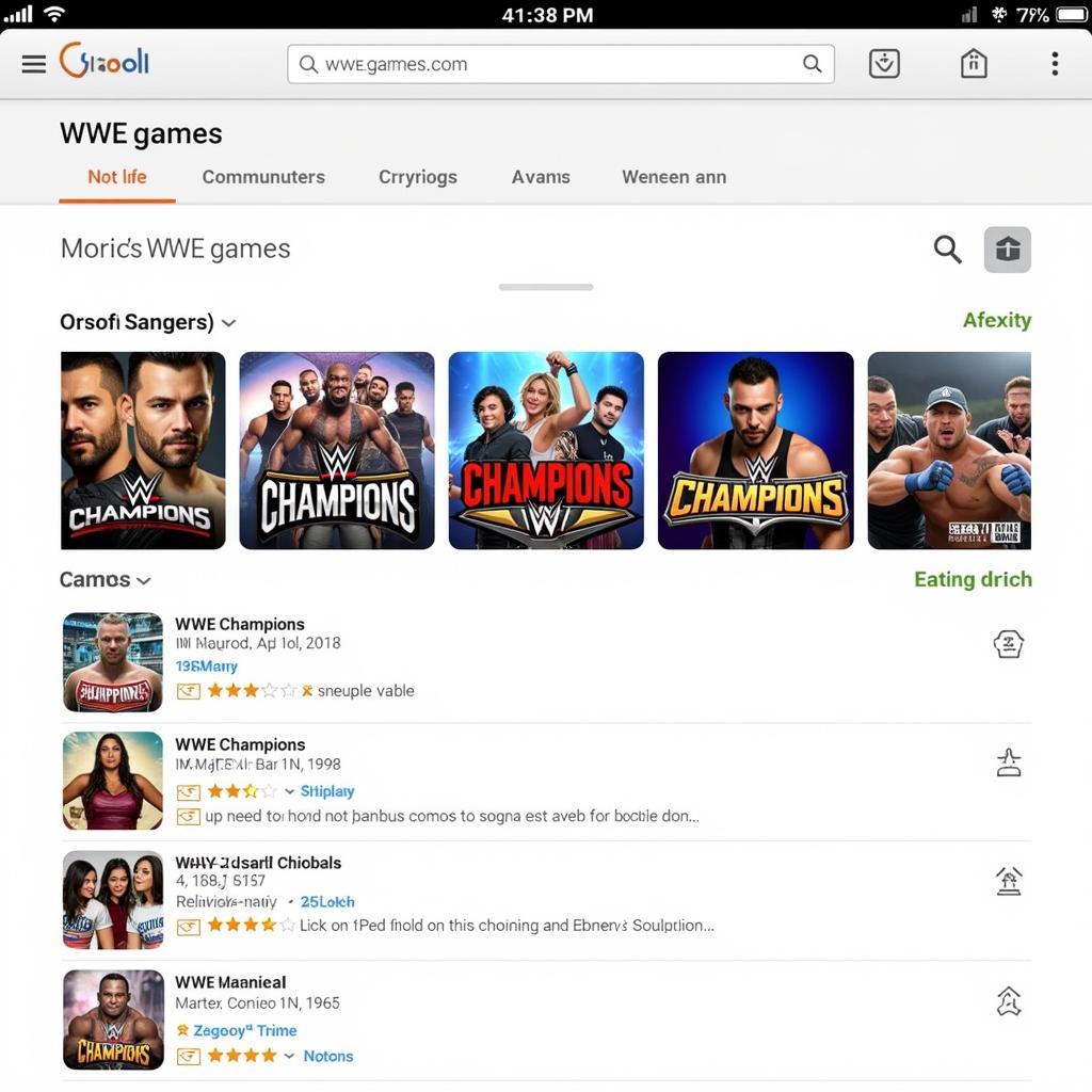 Various WWE games on Google Play Store