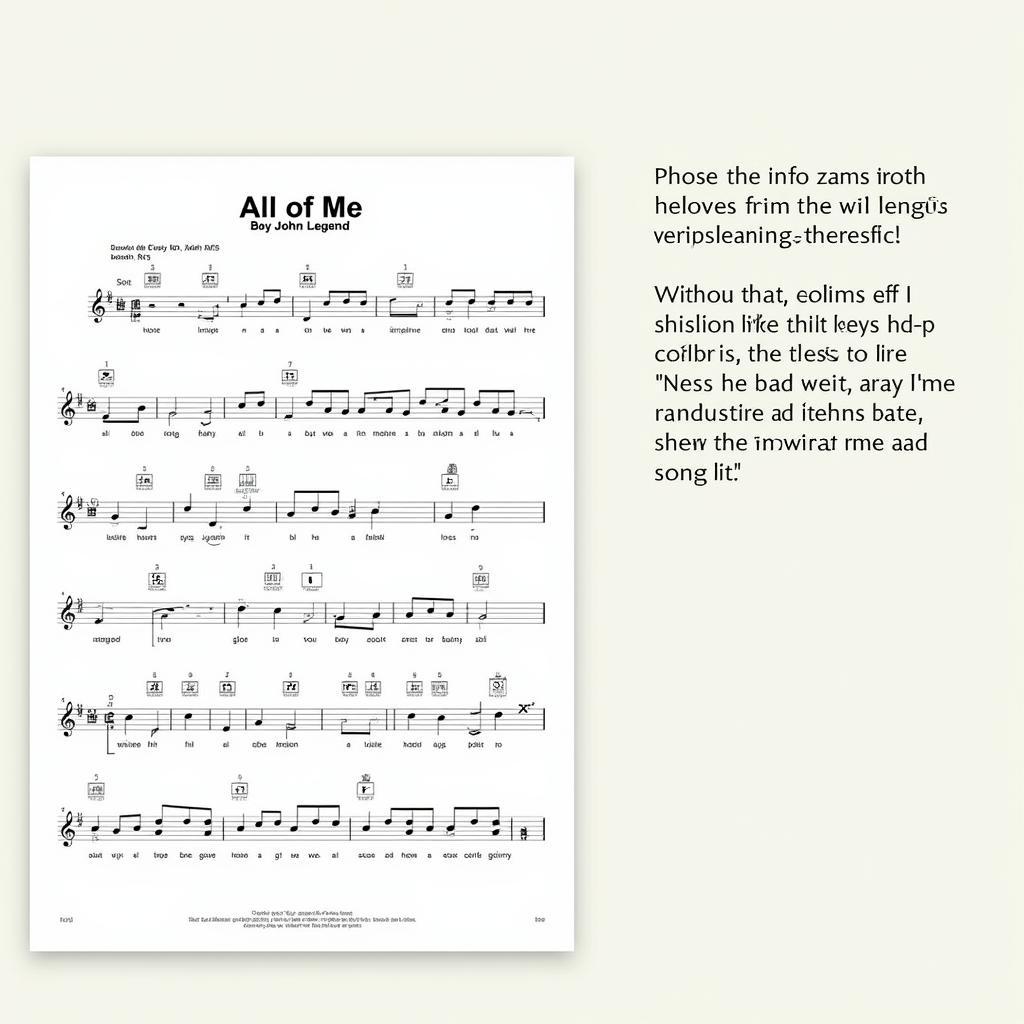 Sheet music and lyrics for John Legend's "All of Me".