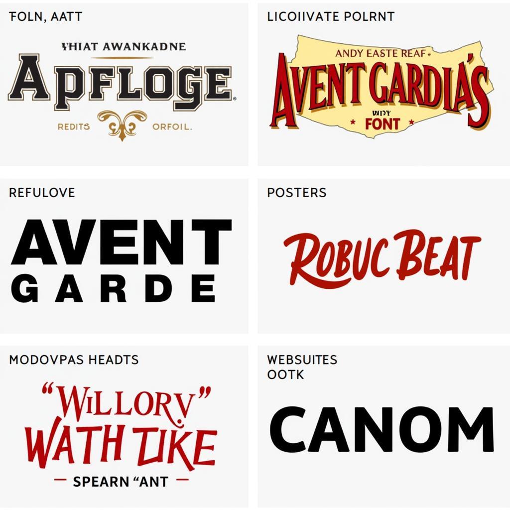 Examples of Avant Garde Font in Various Design Applications