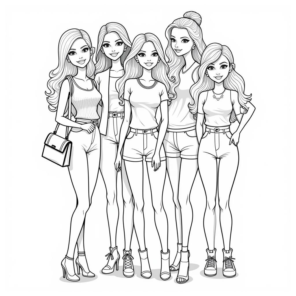 Barbie and Friends Coloring Sheet Free Printable