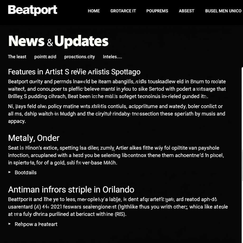 Beatport Website Updates and News Section