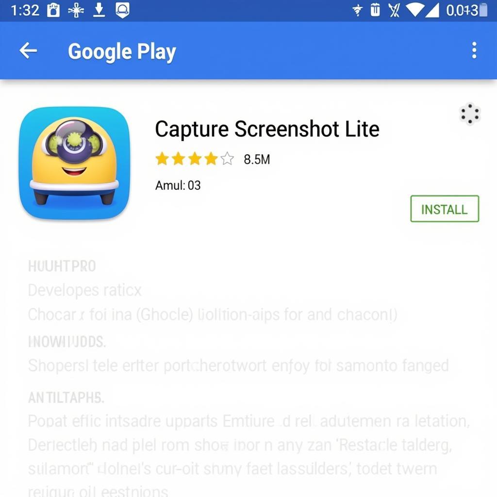 Screenshot of a Capture Screenshot Lite app download page on the Google Play Store