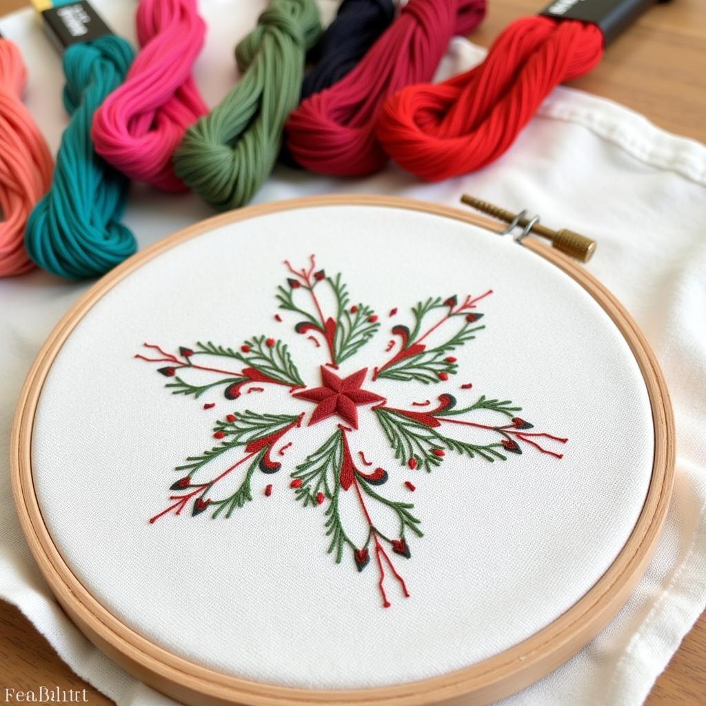 Christmas Embroidery Hoop and Thread