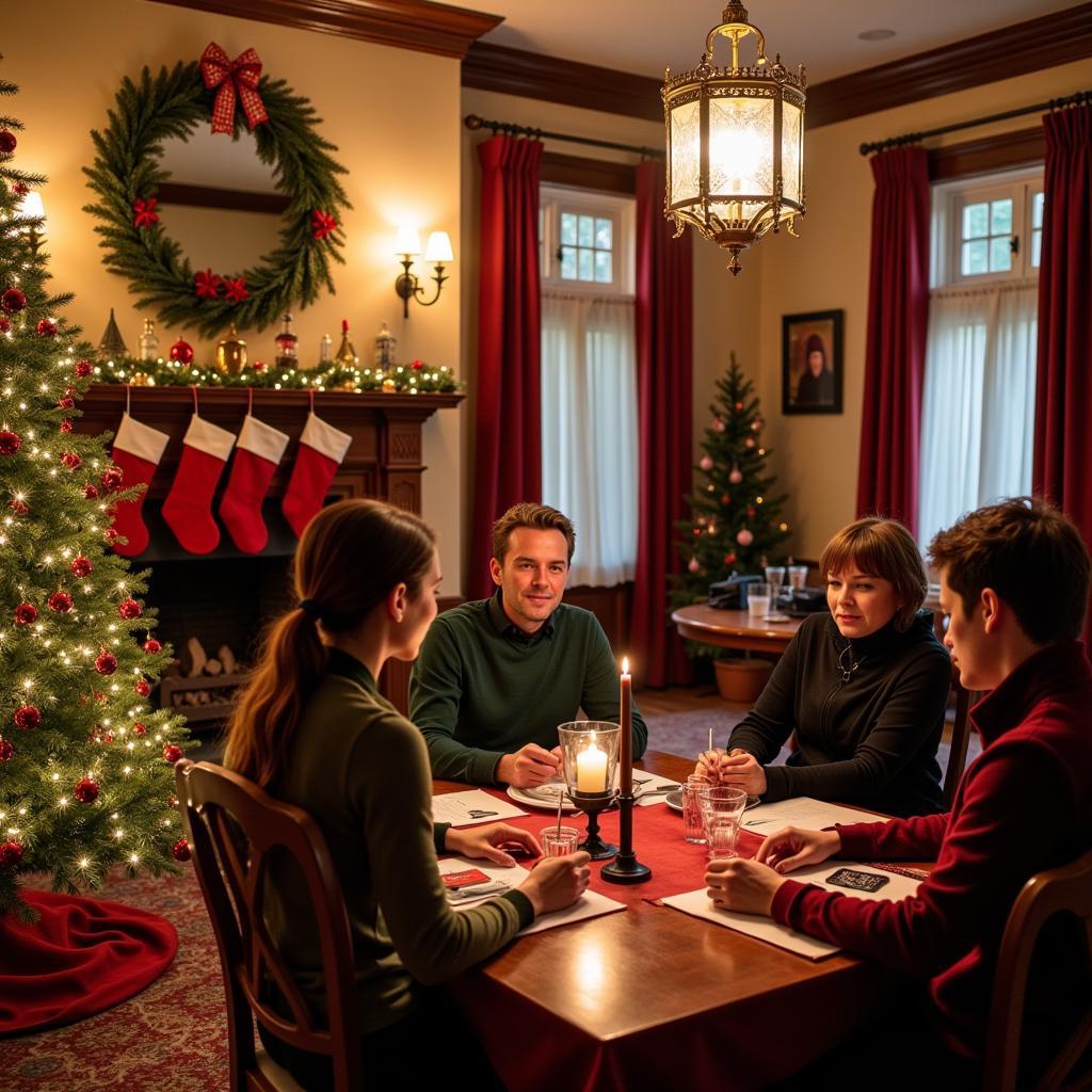 Christmas Murder Mystery Party Setup and Decorations