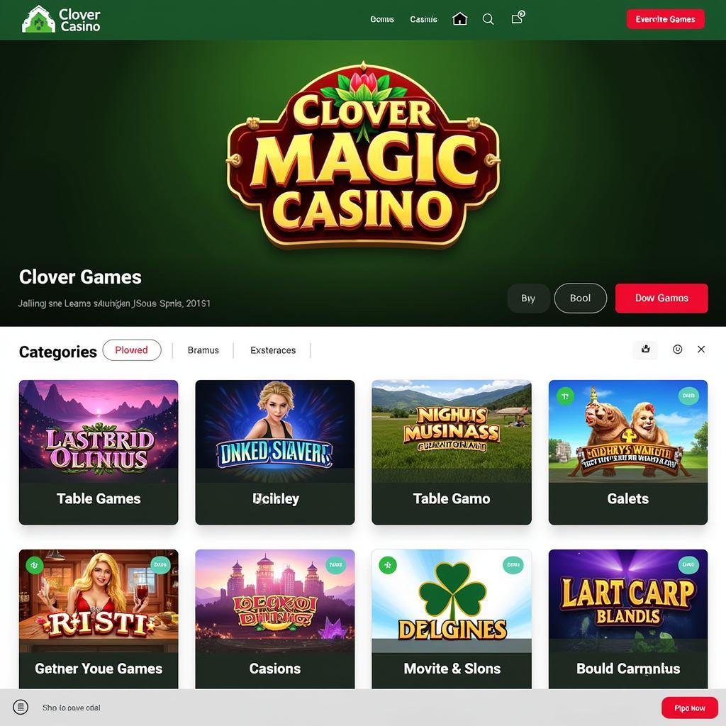 Clover Magic Casino APK Download Game Selection Screenshot